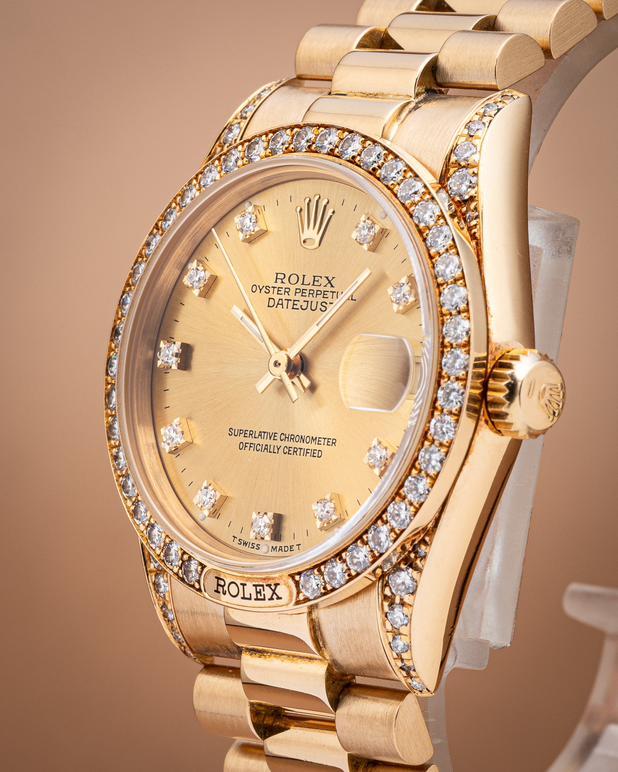 Rolex 18k Yellow Gold Women's Datejust 68158 Factory Diamonds
