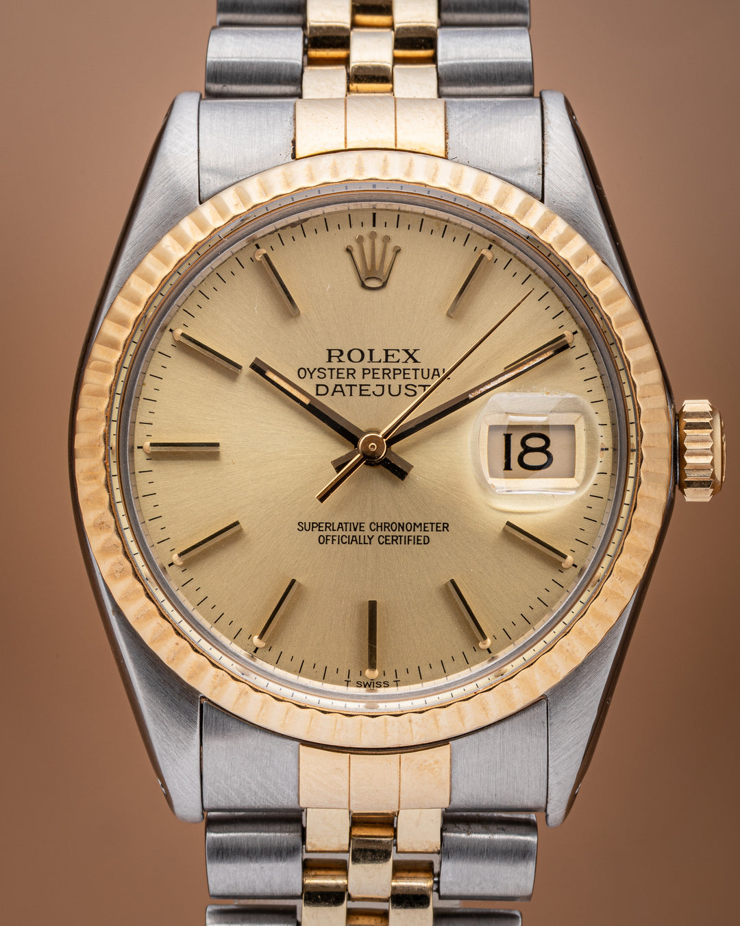 Rolex Stainless Steel and 18k Yellow Gold Datejust (16013)