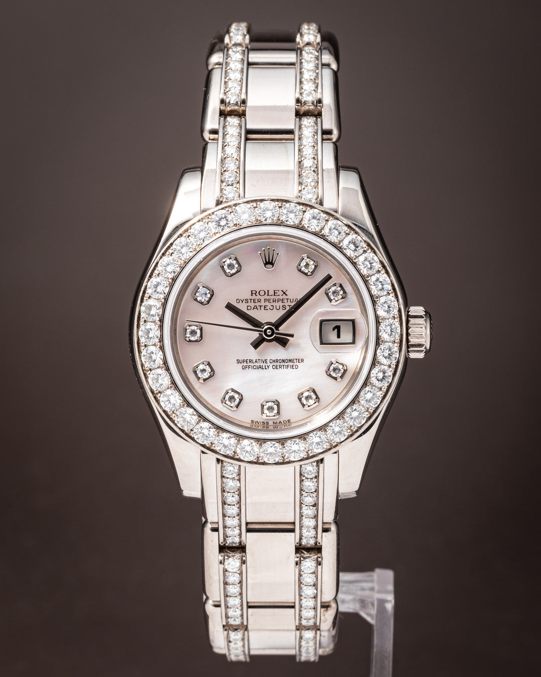 Rolex 18k White Gold Women's Datejust Pearlmaster (80299)