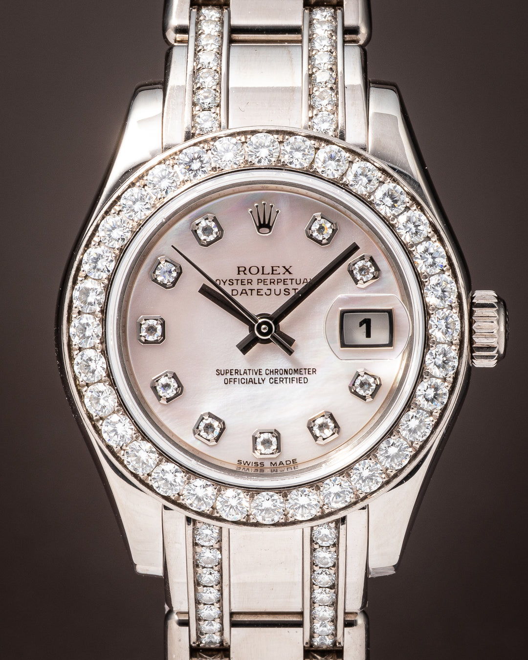 Rolex 18k White Gold Women's Datejust Pearlmaster (80299)