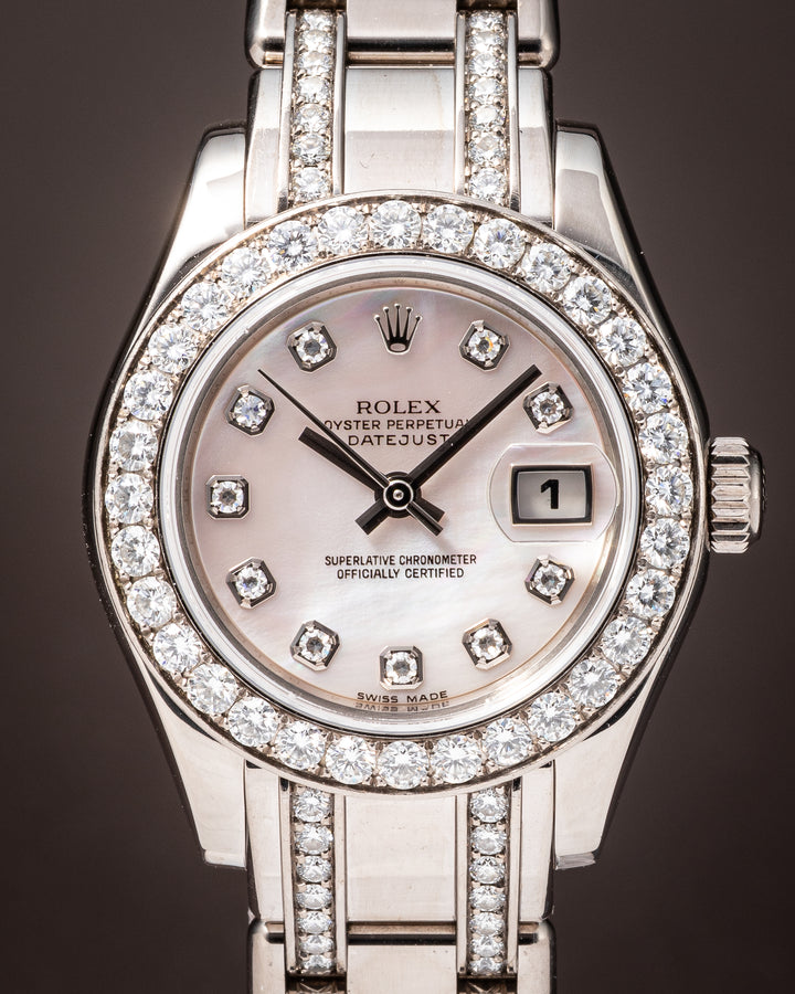 Rolex 18k White Gold Women's Datejust Pearlmaster (80299)