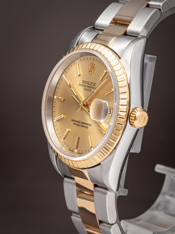 Rolex Stainless Steel and 18k Yellow Gold Date (15223)