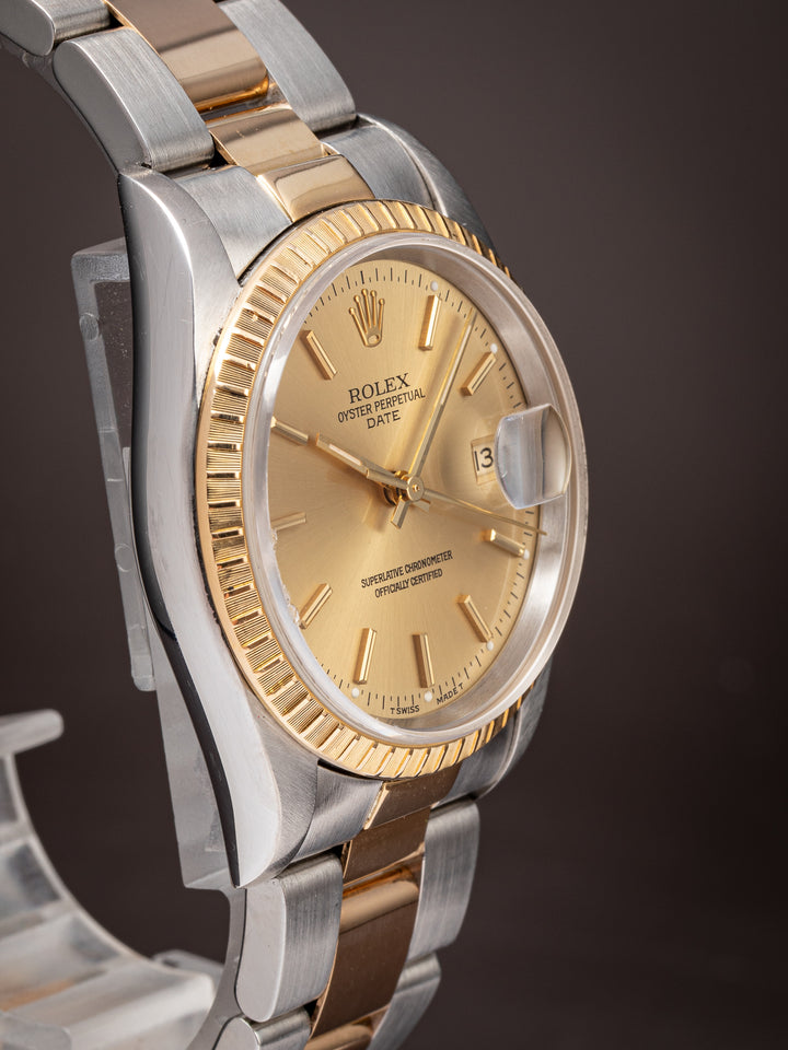 Rolex Stainless Steel and 18k Yellow Gold Date (15223)