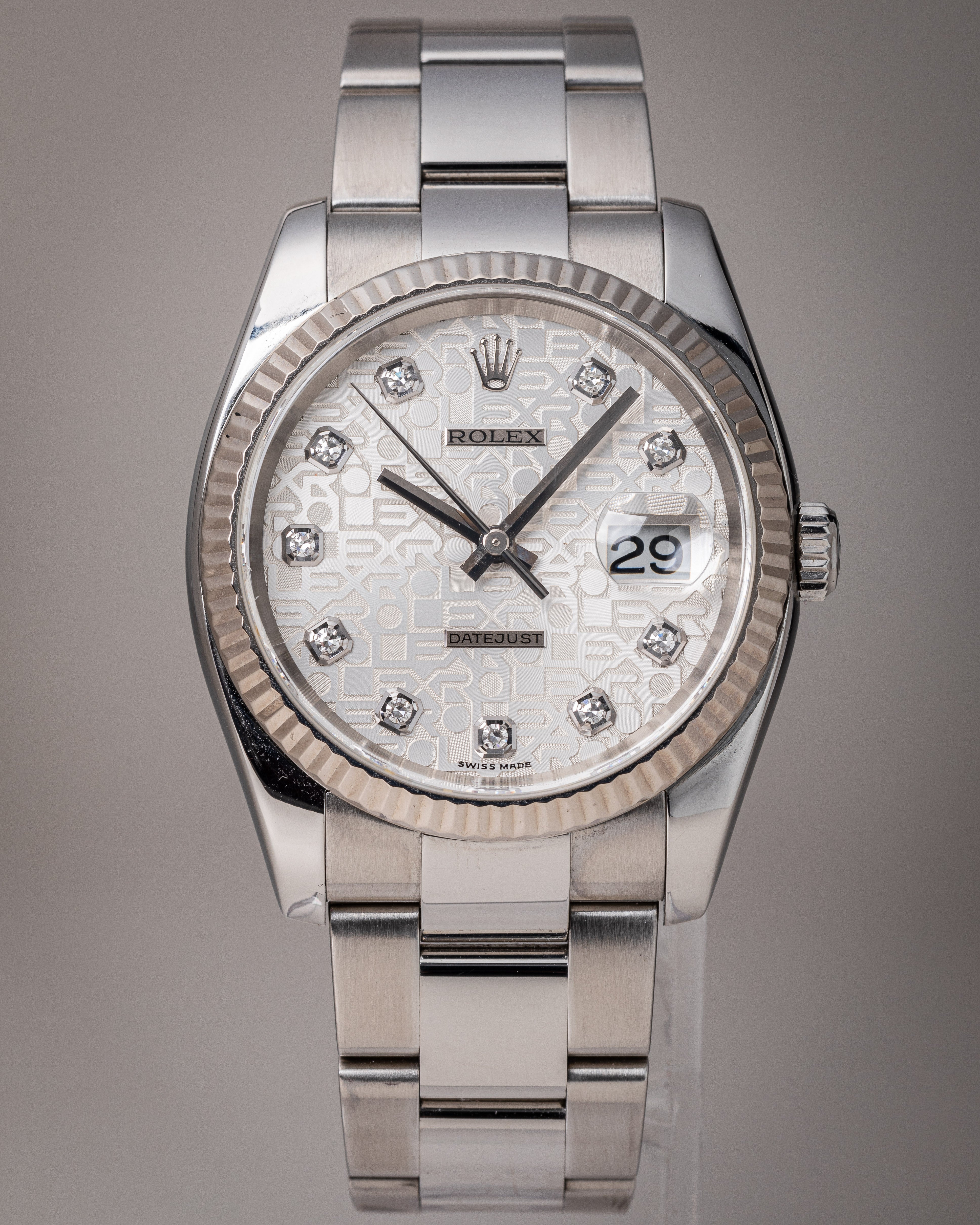 Rolex 116234 Datejust 36 Silver Jubilee Diamond Mens Ladies Watch WatchGuyNYC