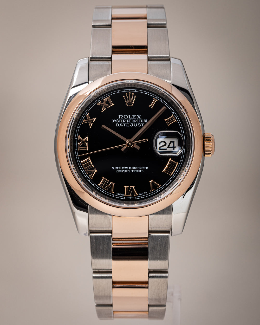 Rolex Stainless Steel and 18k Rose Gold Datejust (116201)