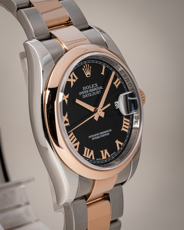 Rolex Stainless Steel and 18k Rose Gold Datejust (116201)