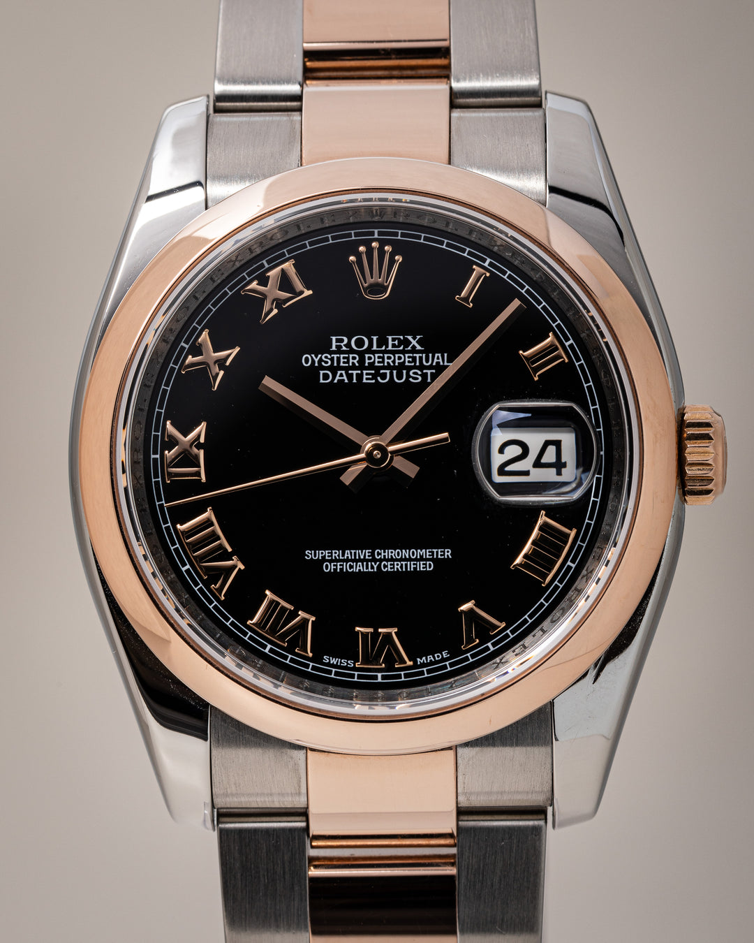 Rolex Stainless Steel and 18k Rose Gold Datejust (116201)