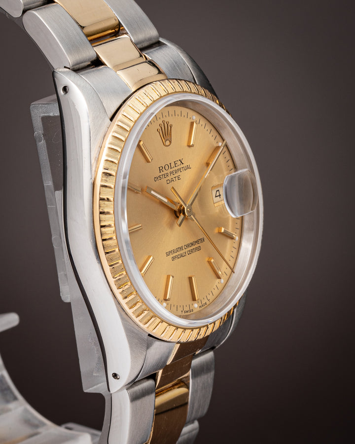 Rolex Stainless Steel and 18k Yellow Gold Date (15223)