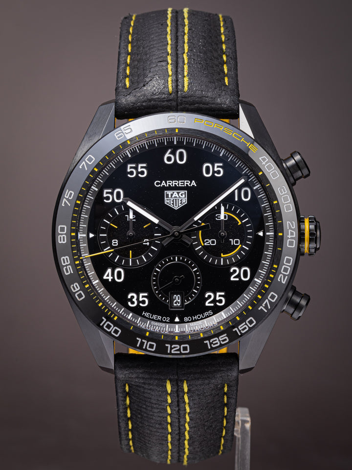 TAG Heuer x Porsche Black DLC Stainless Steel Carrera Chronograph Limited Edition (CBN2A1H)