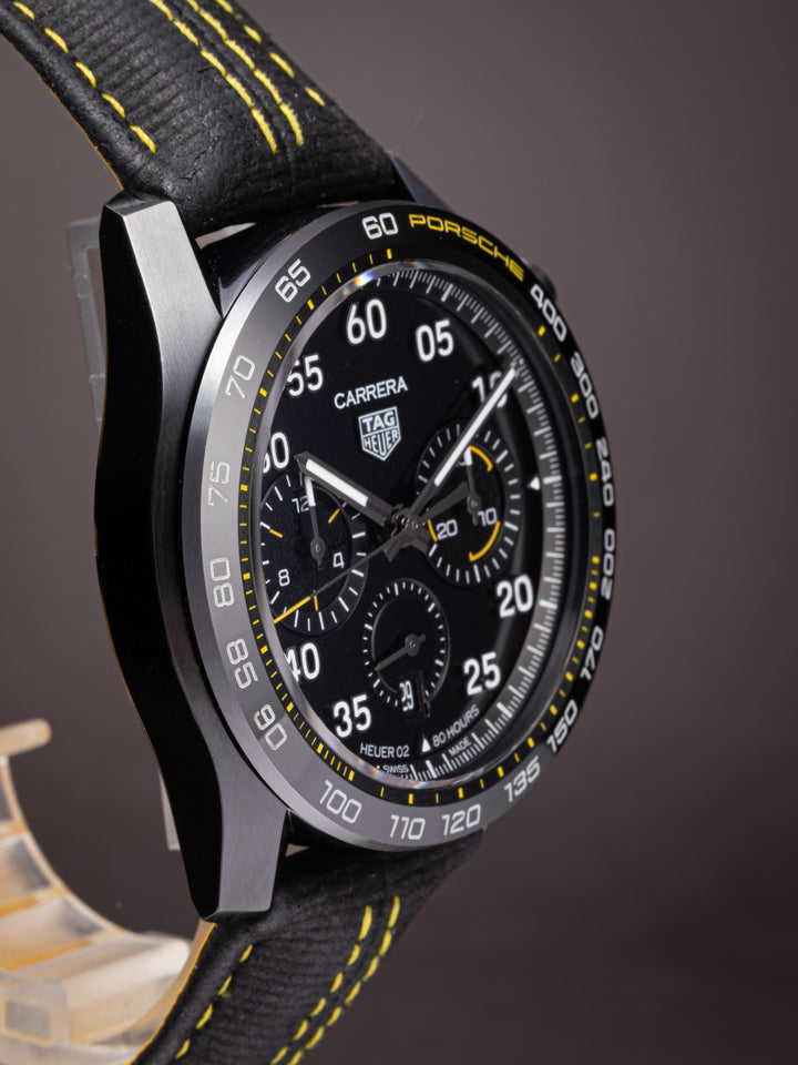 TAG Heuer x Porsche Black DLC Stainless Steel Carrera Chronograph Limited Edition (CBN2A1H)