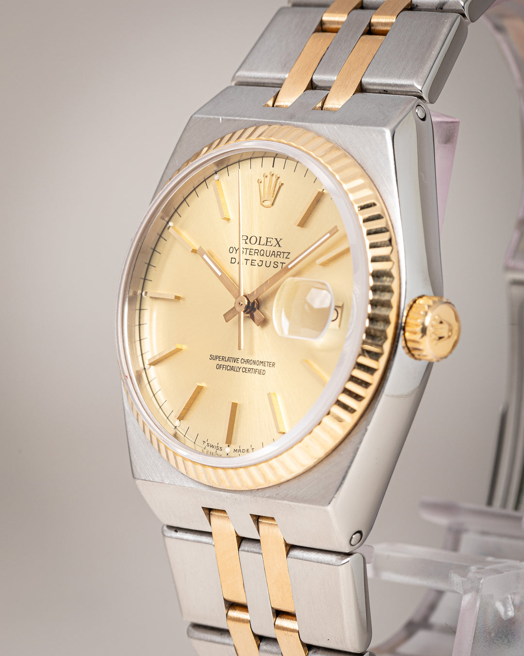 Rolex Stainless Steel and 18k Yellow Gold Oysterquartz Datejust (17013)