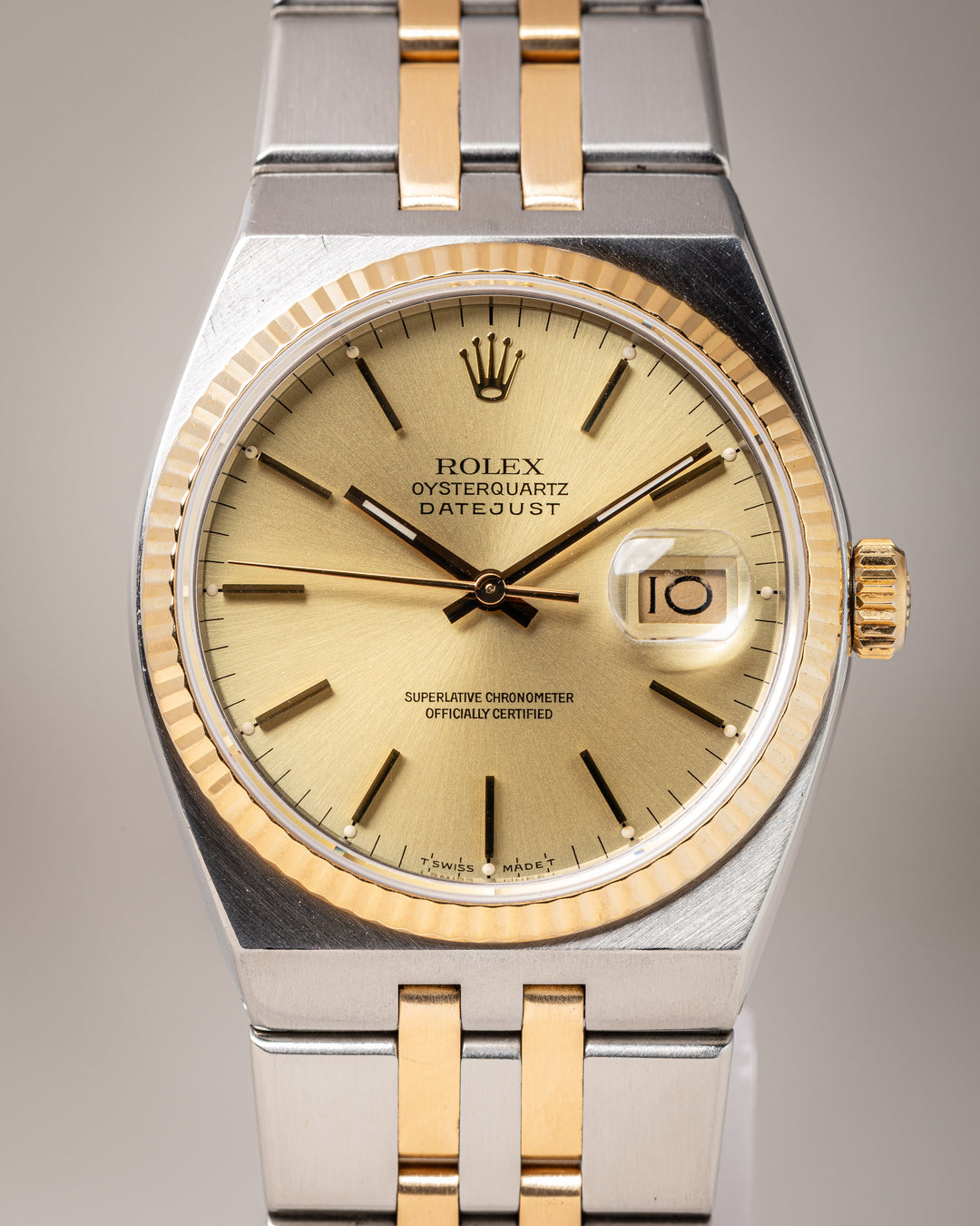 Rolex Stainless Steel and 18k Yellow Gold Oysterquartz Datejust (17013)