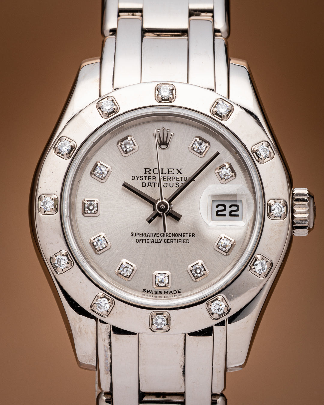 Rolex 18k White Gold Women's Datejust Pearlmaster (80319)