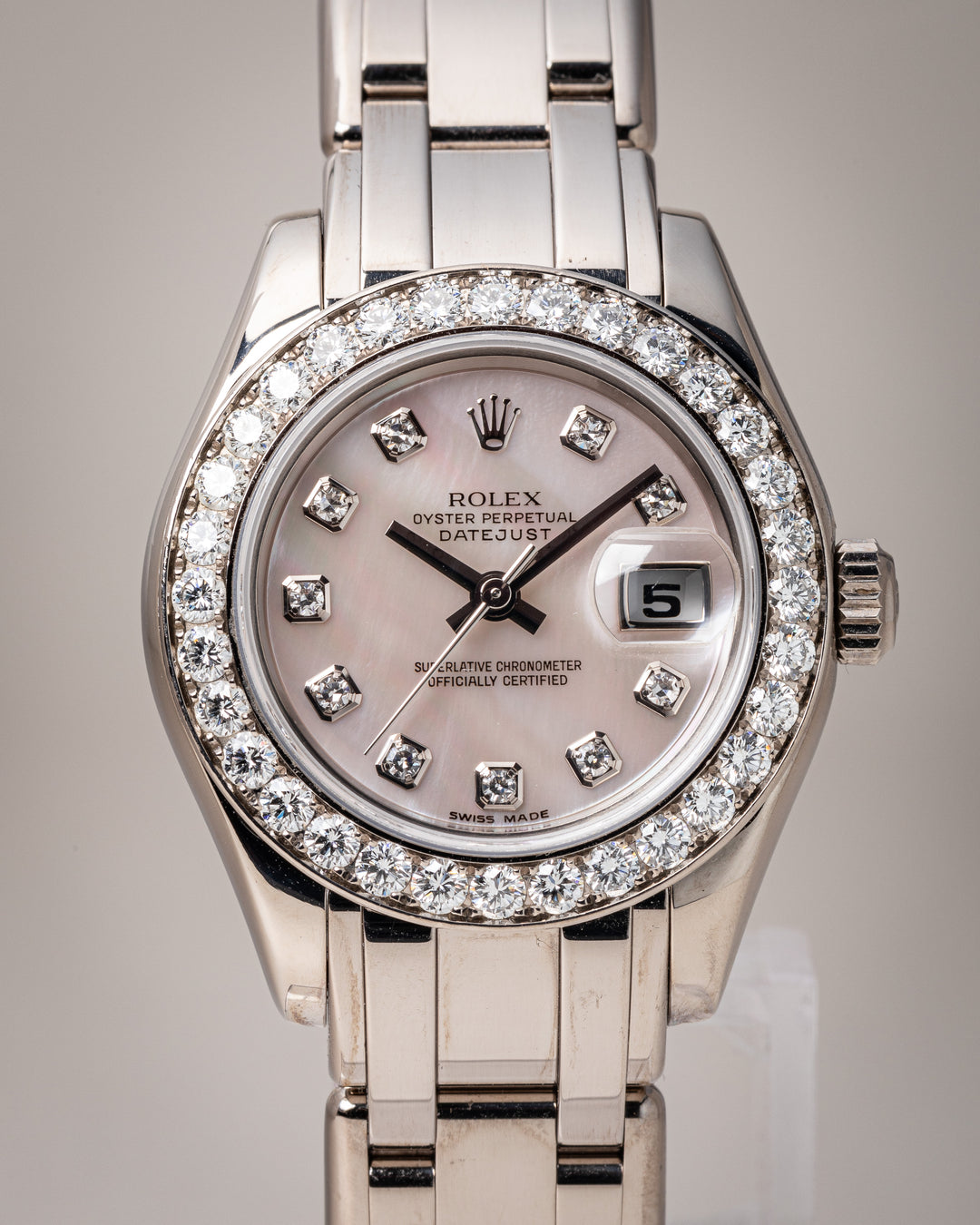 Rolex 18k White Gold Women's Datejust Pearlmaster (80299)