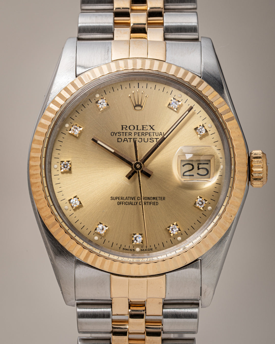 Rolex Stainless Steel and 18k Yellow Gold Datejust (16013)