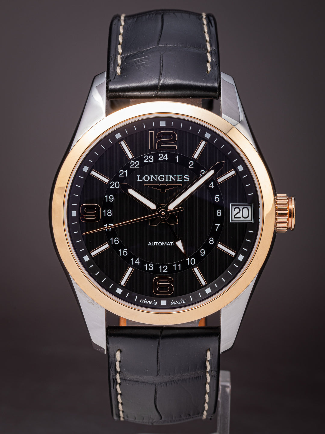 Longines Stainless Steel and 18k Rose Gold Conquest Classic GMT Automatic (L2.799.5.56.3)