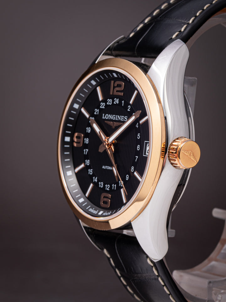 Longines Stainless Steel and 18k Rose Gold Conquest Classic GMT Automatic (L2.799.5.56.3)