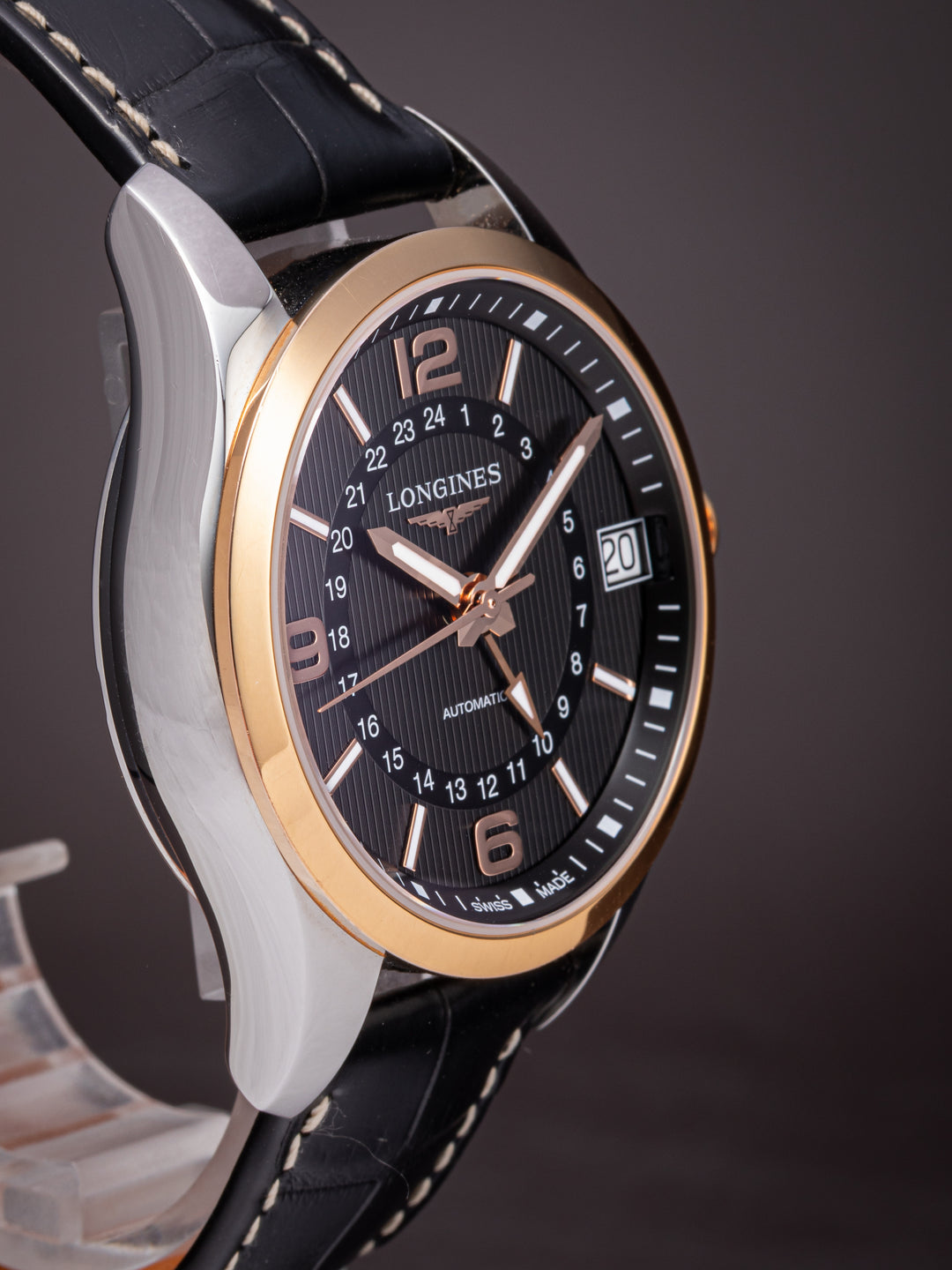 Longines Stainless Steel and 18k Rose Gold Conquest Classic GMT Automatic (L2.799.5.56.3)