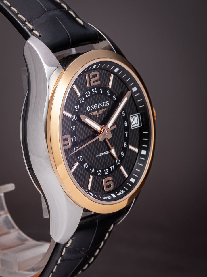 Longines Stainless Steel and 18k Rose Gold Conquest Classic GMT Automatic (L2.799.5.56.3)