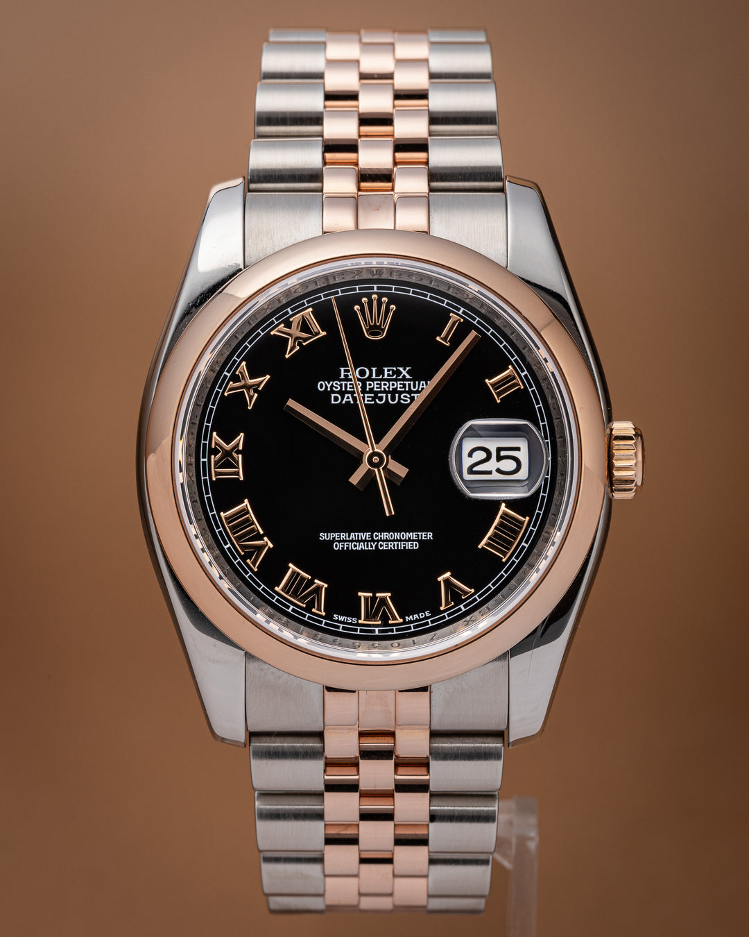 Rolex Stainless Steel and 18k Rose Gold Datejust (116201)