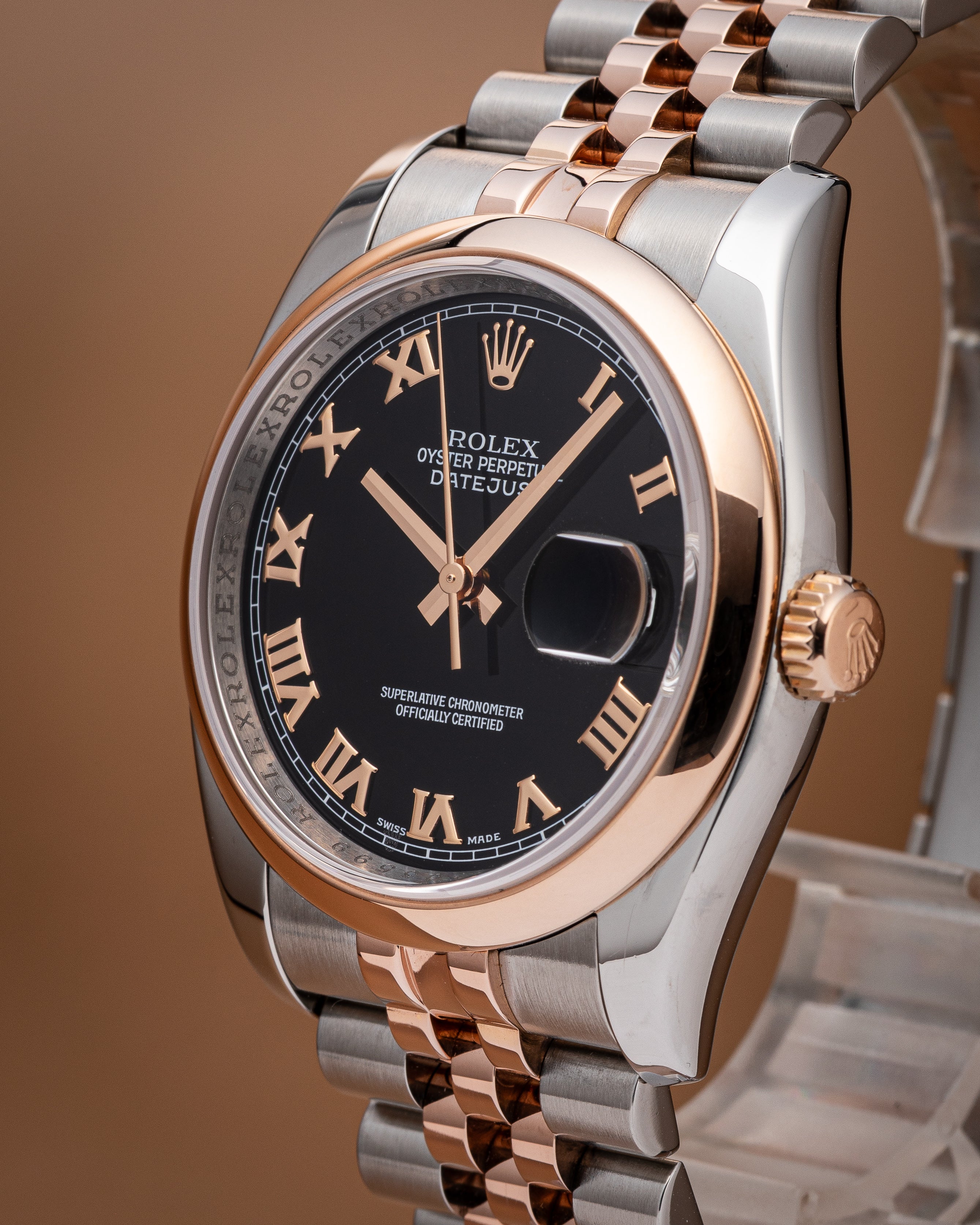 Rolex Stainless Steel and 18k Rose Gold Datejust (116201