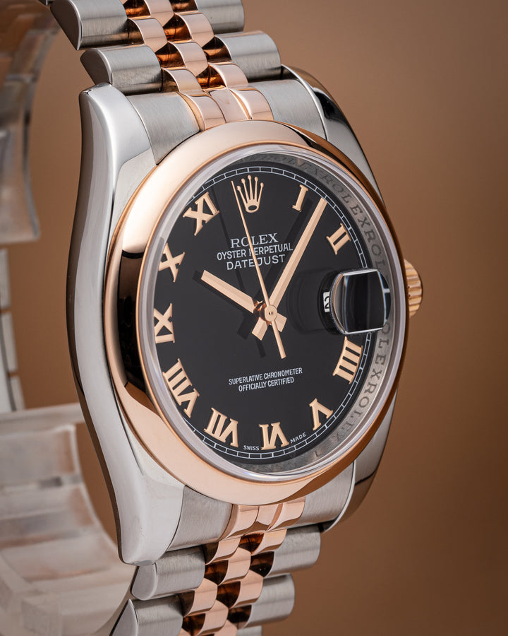 Rolex Stainless Steel and 18k Rose Gold Datejust (116201)