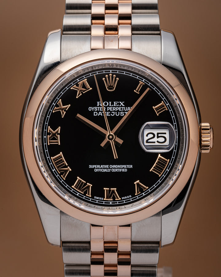 Rolex Stainless Steel and 18k Rose Gold Datejust (116201)